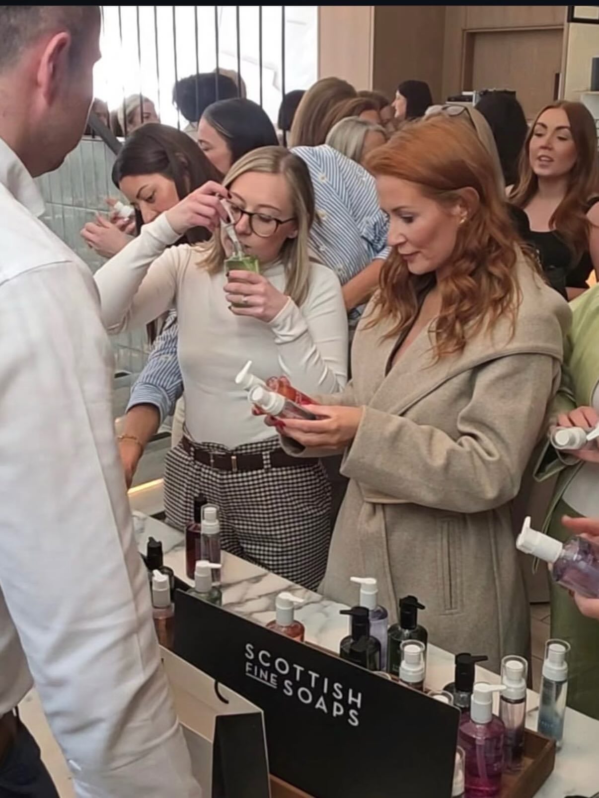POI Society members trying Scottish Fine Soaps at a members' evening